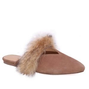 joe’s Angelique faux fur mules